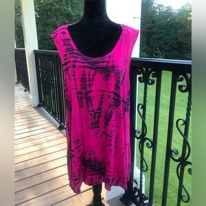 Bryn Walker Pink Black Tie-Dye Sleeveless Top XL